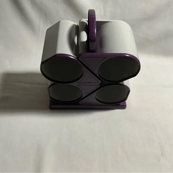 Vintage Set 4 CharwoodPurpleCream Melamine Stacking Coffee Mug Cup &Stand
